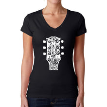 Load image into Gallery viewer, Guitar Head Music Genres  - Women&#39;s Word Art V-Neck T-Shirt