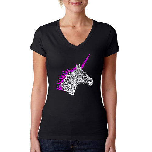 Unicorn - Women's Word Art V-Neck T-Shirt