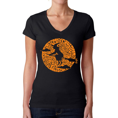 Spooky Witch  - Women's Word Art V-Neck T-Shirt
