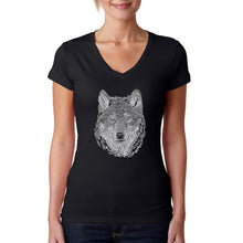 Load image into Gallery viewer, Wolf - Women&#39;s Word Art V-Neck T-Shirt