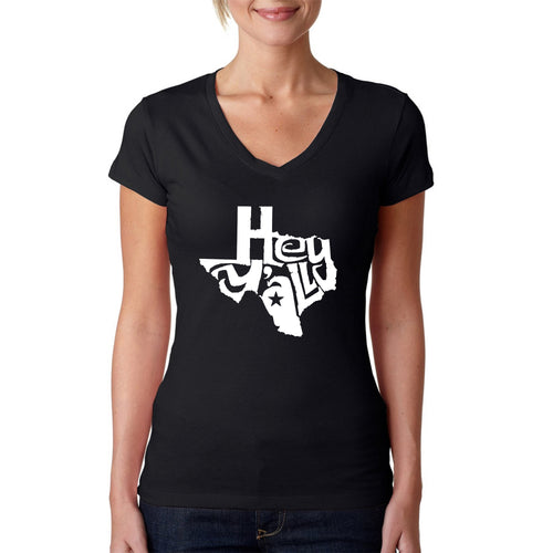 Hey Yall - Women's Word Art V-Neck T-Shirt