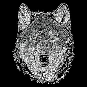 LA Pop Art Women's Dolman Cut Word Art Shirt - Wolf