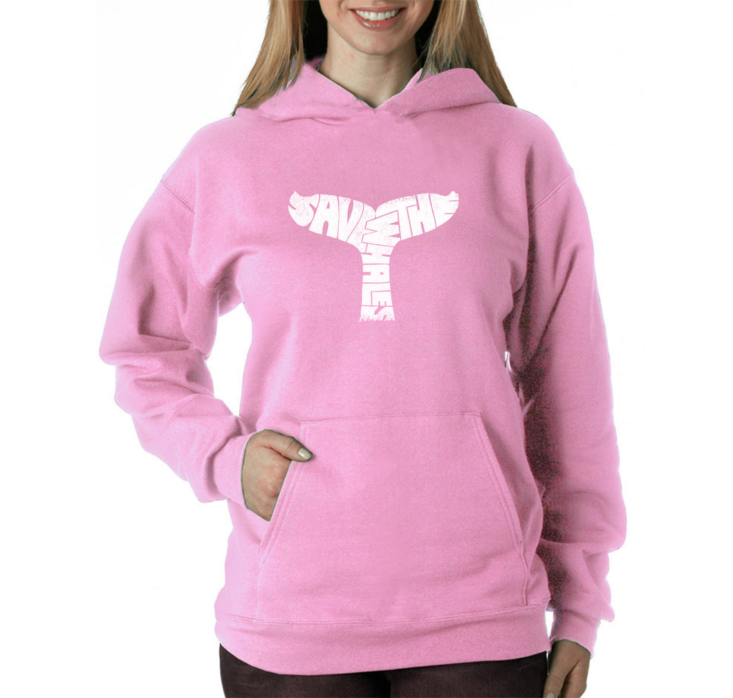 SAVE THE WHALES - Women's Word Art Hooded Sweatshirt