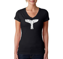 Load image into Gallery viewer, SAVE THE WHALES - Women&#39;s Word Art V-Neck T-Shirt