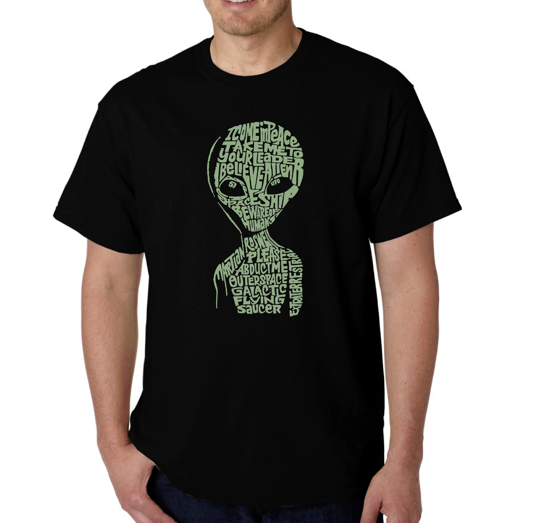 Alien Men s Word Art T Shirt LA Pop Art