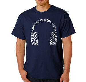 Music Note Headphones - Men's Word Art T-Shirt