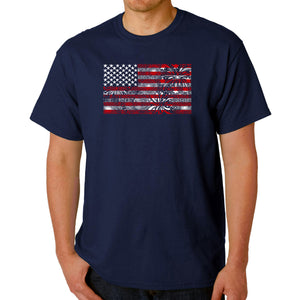 Men's Word Art T-shirt - Fireworks American Flag