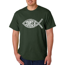 Load image into Gallery viewer, John 3:16 Fish Symbol - Men&#39;s Word Art T-Shirt