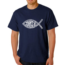 Load image into Gallery viewer, John 3:16 Fish Symbol - Men&#39;s Word Art T-Shirt