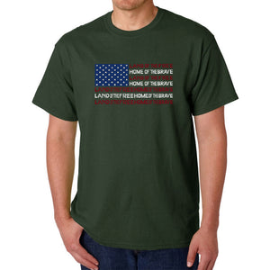 Land of the Free American Flag  - Men's Word Art T-Shirt