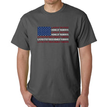 Load image into Gallery viewer, Land of the Free American Flag  - Men&#39;s Word Art T-Shirt