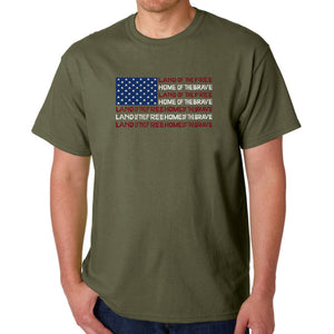 Land of the Free American Flag  - Men's Word Art T-Shirt