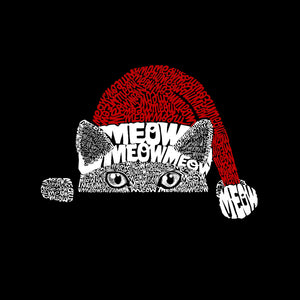 Christmas Peeking Cat - Women's Word Art V-Neck T-Shirt