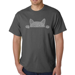 Peeking Cat - Men's Word Art T-Shirt