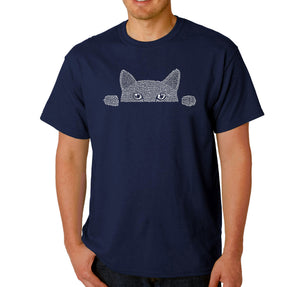 Peeking Cat - Men's Word Art T-Shirt