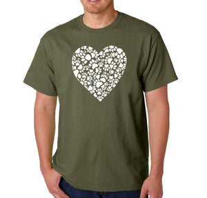 Paw Prints Heart  - Men's Word Art T-Shirt