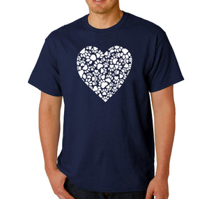 Paw Prints Heart  - Men's Word Art T-Shirt