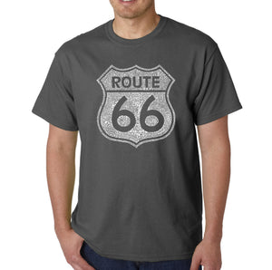 CITIES ALONG THE LEGENDARY ROUTE 66 - Men's Word Art T-Shirt