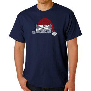 Christmas Peeking Cat - Men's Word Art T-Shirt