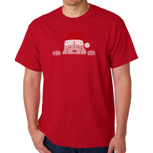 Christmas Peeking Dog - Men's Word Art T-Shirt