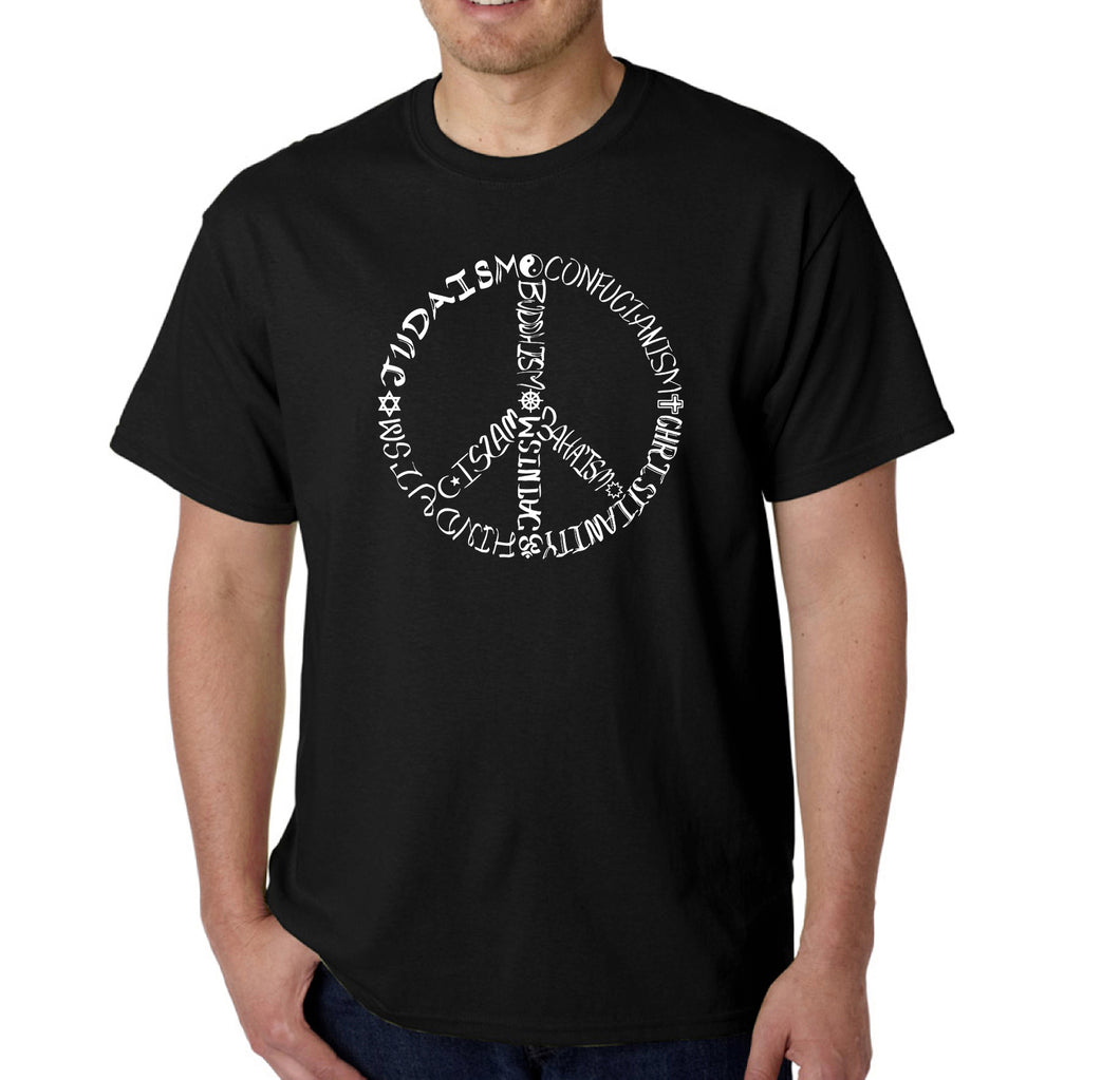 Different Faiths peace sign - Men's Word Art T-Shirt