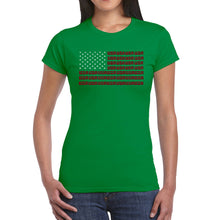 Load image into Gallery viewer, USA Flag  - Women&#39;s Word Art T-Shirt