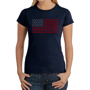 USA Flag  - Women's Word Art T-Shirt