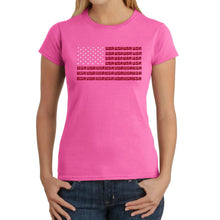 Load image into Gallery viewer, USA Flag  - Women&#39;s Word Art T-Shirt
