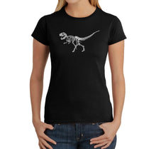 Load image into Gallery viewer, Dinosaur TRex Skeleton - Women&#39;s Word Art T-Shirt