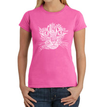 Load image into Gallery viewer, Cat Face -  Women&#39;s Word Art T-Shirt