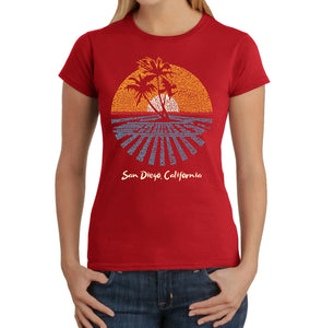 Cities In San Diego - Women's Word Art T-Shirt
