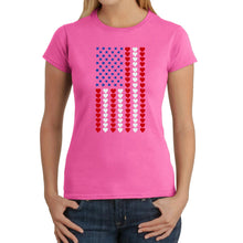 Load image into Gallery viewer, Heart Flag - Women&#39;s Word Art T-Shirt