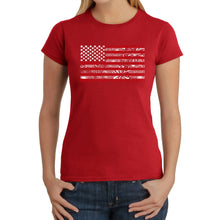 Load image into Gallery viewer, Women&#39;s Word Art T-Shirt - Fireworks American Flag