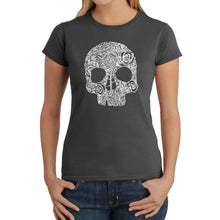 Load image into Gallery viewer, Flower Skull  - Women&#39;s Word Art T-Shirt