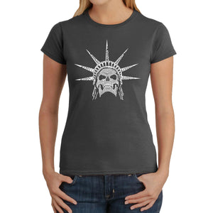 Freedom Skull  - Women's Word Art T-Shirt