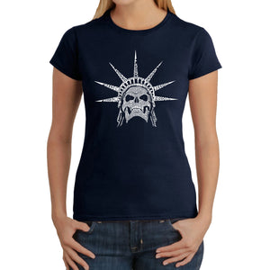 Freedom Skull  - Women's Word Art T-Shirt