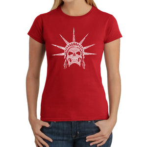 Freedom Skull  - Women's Word Art T-Shirt