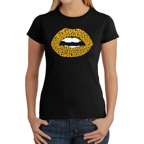 Gold Digger Lips - Women's Word Art T-Shirt
