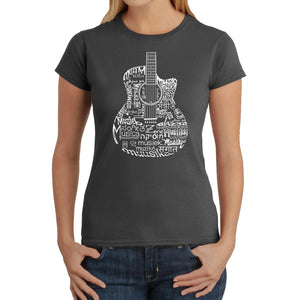 Languages Guitar - Women's Word Art T-Shirt