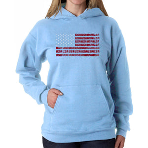 USA Flag  - Women's Word Art Hooded Sweatshirt