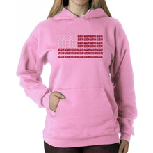 Load image into Gallery viewer, USA Flag  - Women&#39;s Word Art Hooded Sweatshirt