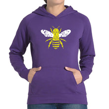 Load image into Gallery viewer, Bee Kind  - Women&#39;s Word Art Hooded Sweatshirt