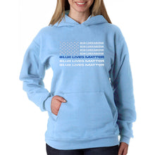 Load image into Gallery viewer, Blue Lives Matter - Women&#39;s Word Art Hooded Sweatshirt