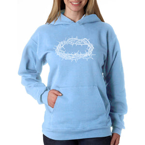 CROWN OF THORNS - Women's Word Art Hooded Sweatshirt