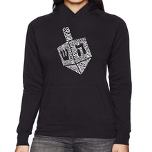 Load image into Gallery viewer, Hanukkah Dreidel - Women&#39;s Word Art Hooded Sweatshirt