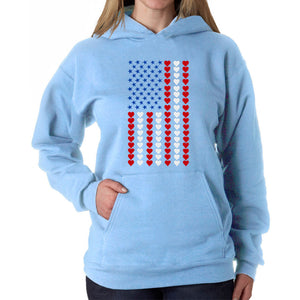 Heart Flag - Women's Word Art Hooded Sweatshirt