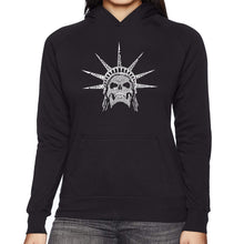 Load image into Gallery viewer, Freedom Skull  - Women&#39;s Word Art Hooded Sweatshirt