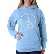 Load image into Gallery viewer, Different Faiths peace sign - Women&#39;s Word Art Hooded Sweatshirt