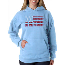 Load image into Gallery viewer, God Bless America - Women&#39;s Word Art Hooded Sweatshirt