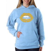 Load image into Gallery viewer, Gold Digger Lips - Women&#39;s Word Art Hooded Sweatshirt